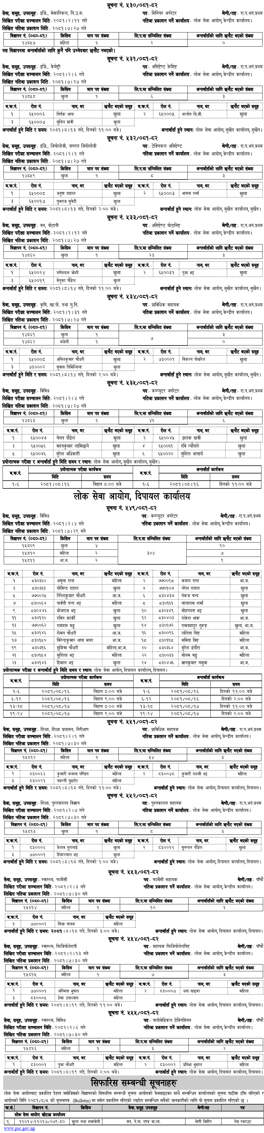 Lok Sewa Aayog Weekly Notices 2081 Mangsir 5-2 