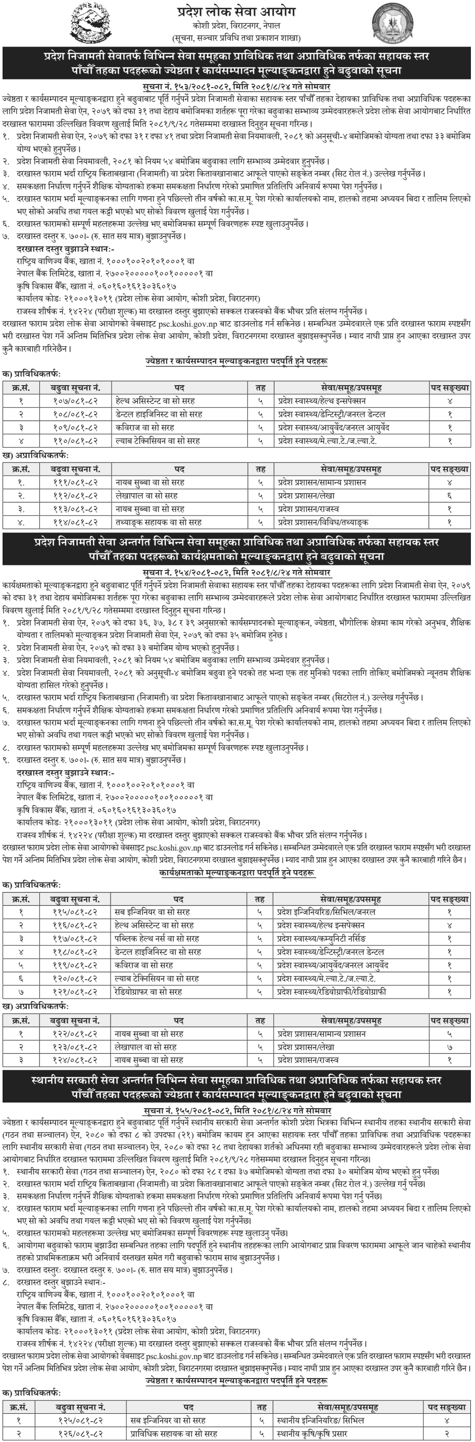 Koshi Pradesh Lok Sewa Aayog Vacancy for 5th Level Assistant 2081 