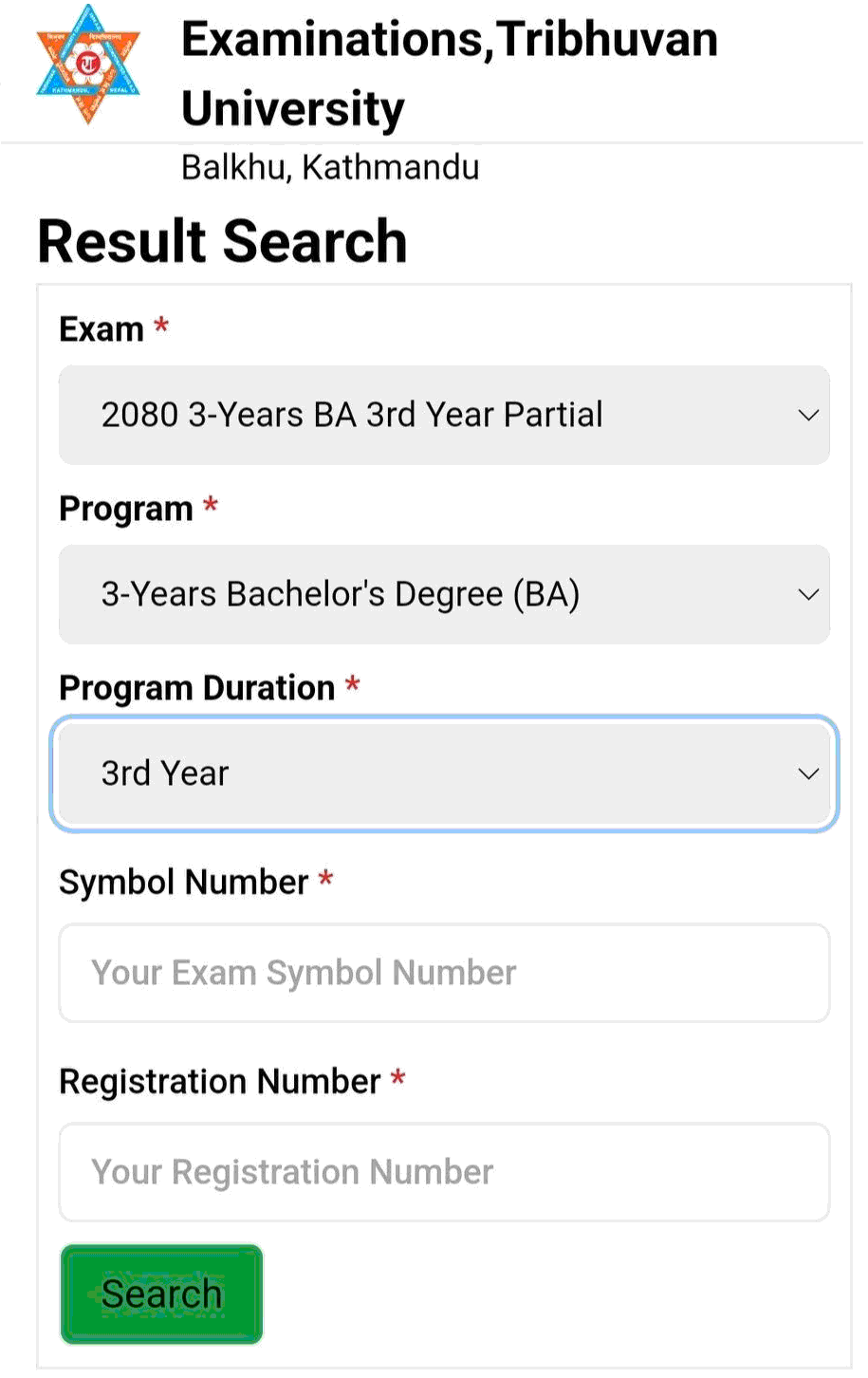 Tribhuvan University Published 3-Year BA 3rd Year Result 2081 